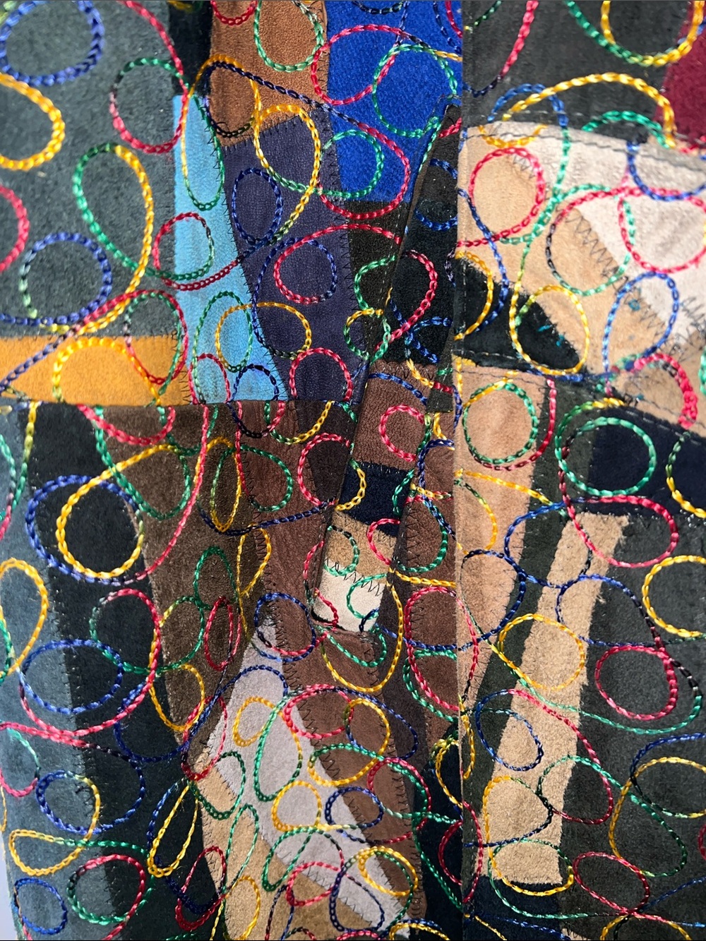 Abstract Patchwork leather swing Jacket in Multi-Color by Man Art Designs - Picture 4 of 6